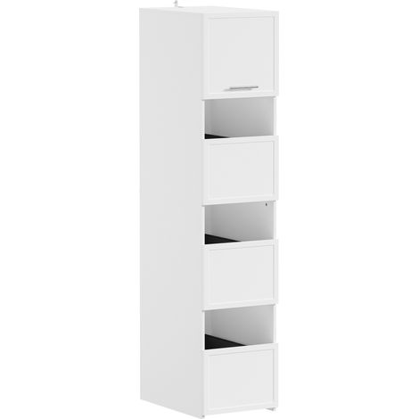 SoBuy Armario Multiusos de Baño Blanco Mueble Lavadero Alto y Estrecho Armario Auxiliar con 1 Puerta y 3 Cestas de Tela para Ropa Sucia 60×40×186.4 cm Capacidad de carga 120 kg BZR232-W (1/5)