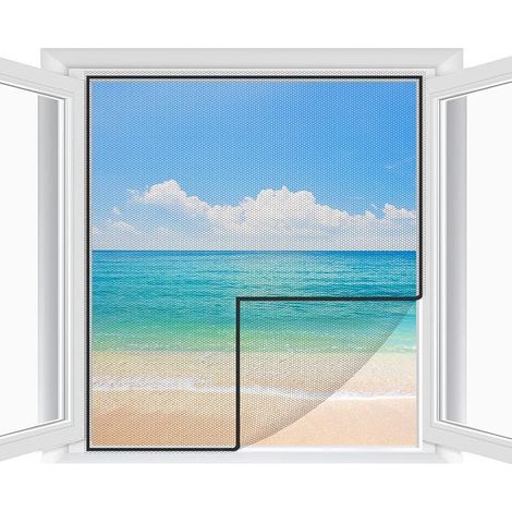 Moustiquaire Fenêtre Peut être coupé individuellement Pour fenêtres jusqu'à 180cm x 150 cm Lot de 2 moustiquaire fenetre ajustable en maille fine, sans perçage, avec ruban adhésif -Blanc (1/5)