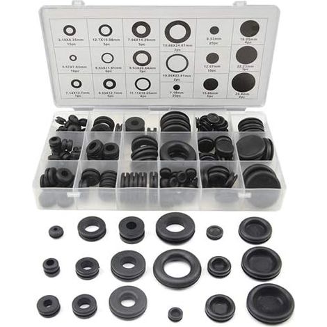 125PCS 18 taille caoutchouc oeillet joint boîte de réparation ensemble combiné pour système de tuyauterie réparation générale automobile (1/5)