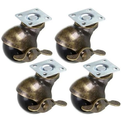Lot de 4 Roulettes Freinées Pivotantes à 360 Degrés Diamètre 40mm Roue à Bille Vintage pour Meubles (1/5)