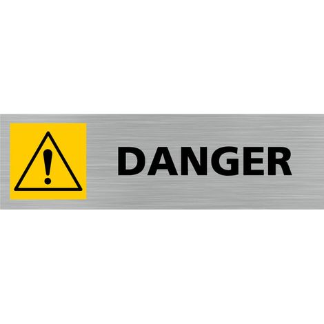 Pictogramme ATTENTION DANGER (Q0289).- Adhésif aspect aluminium brossé - (1/5)