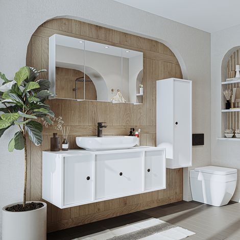 Roomart GUSTO-I-120 Bad-Set 4-tlg 120 cm breit, Weiß