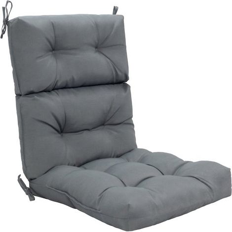 Coussin 2-en-1 COSTWAY pour chaise, coussin d'assise pour chaise de sol, revêtement avec dossier haut réglable et sangles, coussin pour chaise de jardin, fauteuil, intérieur et extérieur, gris (1/5)