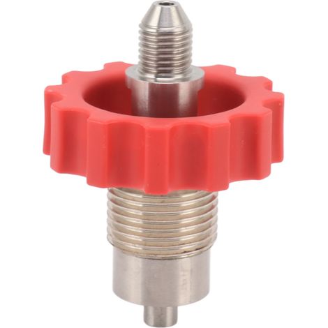 Adattatore per bombole di anidride carbonica, in acciaio inox, attacco da G5/8 a 7/16-20, con interruttore rosso, adatto per bombole di anidride carbonica.