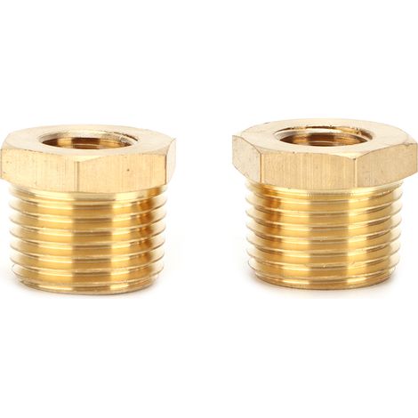 Deux bagues de réduction hexagonales en laiton, raccord de tuyauterie à filetage extérieur 1/2 NPT vers filetage intérieur 1/4 NPT, pièces automobiles. (1/5)
