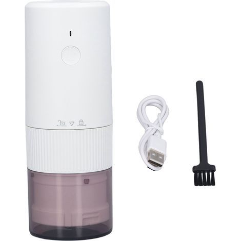 Macinacaffè elettrico portatile per casa e viaggi, ricaricabile tramite USB, mini macinacaffè conico automatico, bianco (1/5)
