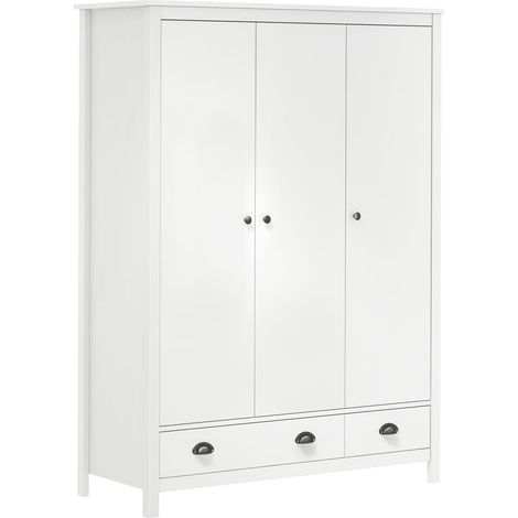 FIMEI Garde-robe à 3 portes Hill Range Blanc 127x50x170 cm Pin solide (1/5)