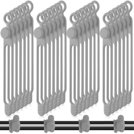 Lot de 40 attaches de câble réutilisables en silicone - Sangles réglables - Organisateur de câbles de charge multifonction pour fixer les cordons de charge (10,5 cm, gris) (1/5)