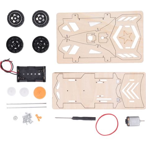 Kit de voiture en bois 4x4 de course à assembler, puzzle de construction DIY, jouet éducatif scientifique pour expérience (1/5)