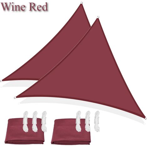 (Rouge foncé, deux 5M) Auvents pare-soleil imperméables et résistants aux UV pour jardins, patios et terrasses. (1/5)