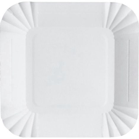 100 assiettes en papier jetables carrées pour gâteaux, desserts, fruits et en-cas (blanches)-13.00X13.00X0.20CM-White (1/4)