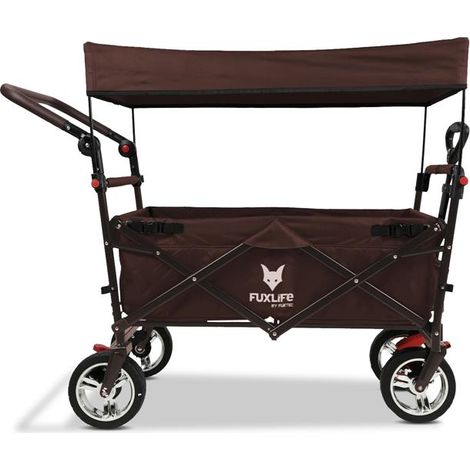 [NEUWERTIG] FUXLIFE FX-CT700 Braun  Faltbarer Bollerwagen mit Feststellbremsen, verstellbarem Schiebegriff und Sonnendach  Ideal für Garten, Camping & Outdoor (1/5)