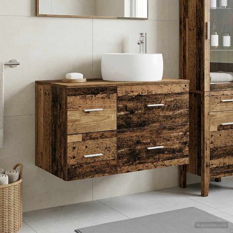 vidaXL Bathroom Furniture Set 2 pcs Old Wood Engineered Wood (1/5)
