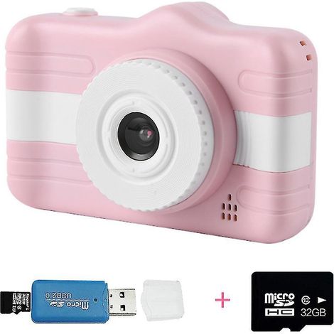 Kinderkamera, digitale Kinderkamera mit 32-GB-SD-Karte, SD-Kartenleser, HD-Videokamera für Kinder, großer Bildschirm, pink (1/5)