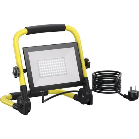 Projecteur de chantier LED, 50 W, 5000 lm, avec trépied et câble de 3 m, étanche IP66, avec prise européenne, lumière blanche froide 6500 K, lampe de chantier pour atelier ou chantier, garage (1/5)