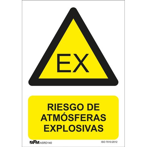 Panneau de danger pour distributeur automatique de billets (DAB) 140 x 200 mm pour atmosphères explosives, en PVC et verre.