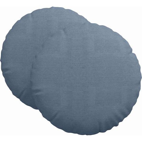 Seat Cushions 2 pcs Blue Ø60 x 21 cm Corduroy Fabric vidaXL