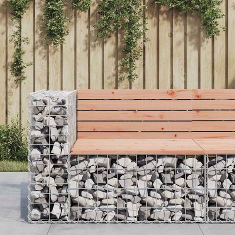 vidaXL Banc jardin design gabion 92x71x65,5 cm bois massif de douglas (1/5)