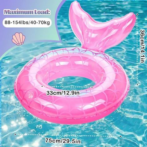 Bouée de piscine gonflable forme queue de sirène - PVC 75 cm - pour la plage (1/5)