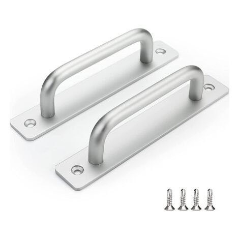 Lot de 2 poignées de porte argentées, poignée de porte coulissante, poignée de meuble - ls78873snb128, poignée de meuble de cuisine en alliage d'aluminium, entraxe 128 mm (1/5)