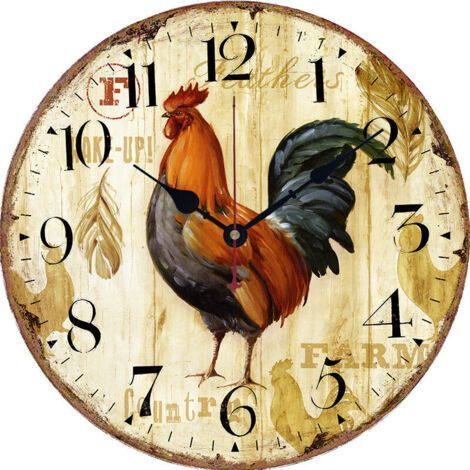 Retro Wall Clock Silent Non Ticking Clock, Battery Operated Decorative Wall Clocks for Kitchen/Living Room/Bedroom/Farmhouse (1/4)