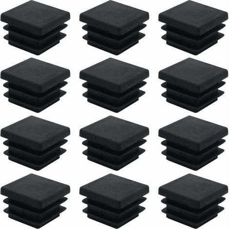 Ensemble de 40 bouchons en plastique carrés de 20 mm x 20 mm en noir pour tuyaux carrés, pieds de meuble, armoires, étagères, chaises. (1/5)
