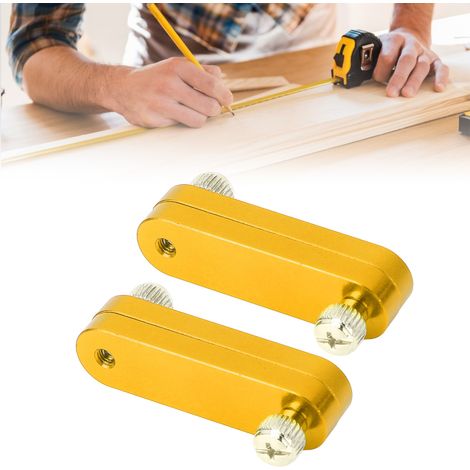 Vente de 2 positionneurs de règle réglables en alliage d'aluminium, outils de marquage pour règle en acier, positionneurs de marquage pour le travail du bois, couleur or (1/5)