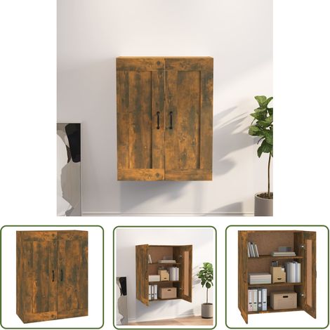 The Living Store Armoire murale suspendue Chêne fumé 69,5x32,5x90 cm - Armoire Murale - Meuble De Rangement - Buffet - Étagère Murale - Décoration Intérieure (1/5)