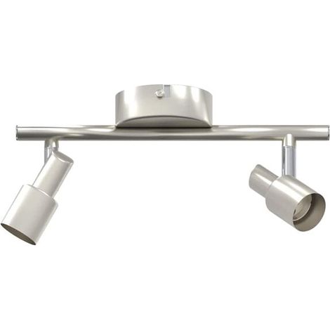 Spot de plafond nickelé, 25,5 x 8 x 11 cm, acier. (1/5)