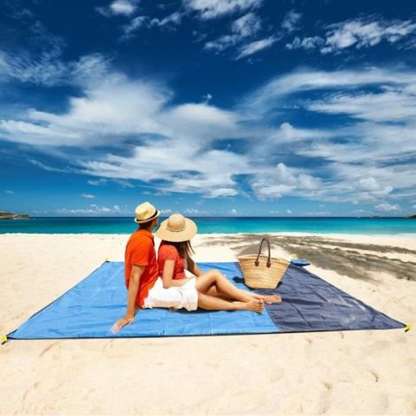 Tapis de Plage - Imperméable Anti Sable - 210x200cm - Bleu - Synthétique (1/4)