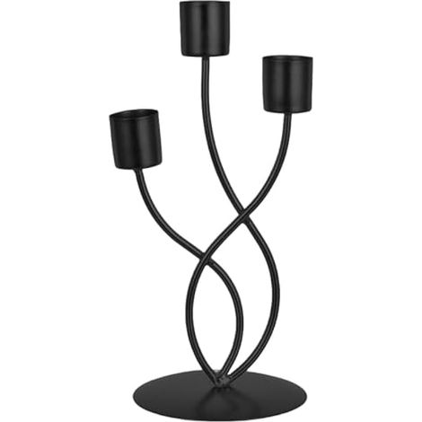 Gadpiparty Bougeoir triple en fer forgé à trois bras pour centre de table - Noir (1/5)