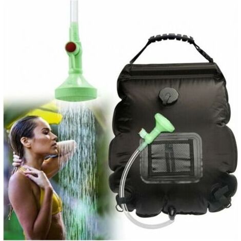 Noir Sac de Douche Solaire Camping, Solaire Sac de Douche Portable, 20L Extérieur Sac à Eau Pliable avec Commutable Tête de Douche Chauffe Eau Solaire pour Randonnée Escalad (1/4)