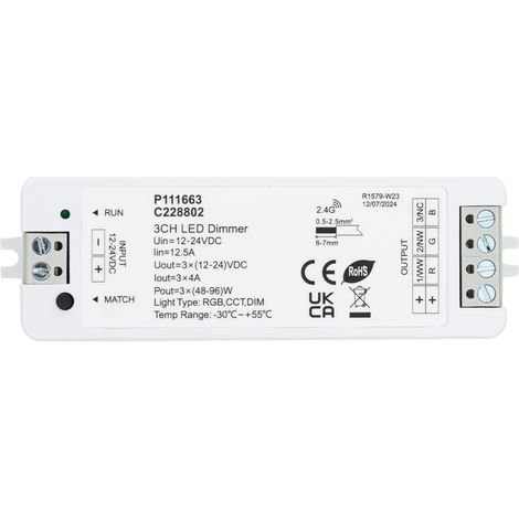 Controlador Regulador LED 12/24V DC para Tira LED Monocolor/CCT/RGB compatible con Mando RF Monocolor / CCT / RGB (1/4)
