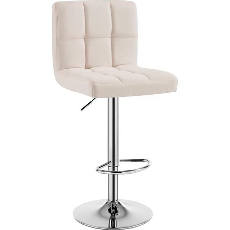 WOLTU Tabouret de bar en lin, Siège bien rembourré, Tabouret de bar pivotant, ajustable en hauteur, Crème (1/4)