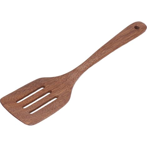 Spatule en Bois Naturel à Long Manche avec Trou Rond, Accessoire de Cuisine Suspendu pour Poêle Anti-Adhésive (1/5)