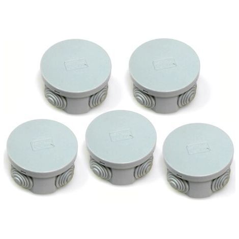 Lot de 5 boîtes de dérivation IP44 Œillets en Caoutchouc et Couvercle à Clipser 65 x 30 mm (1/2)