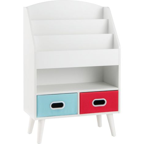 Libreria per bambini 63 x 30 x 97 cm caratteristiche di sicurezza rinforzate design moderno spazio di archiviazione versatile MDF bianco 200010707