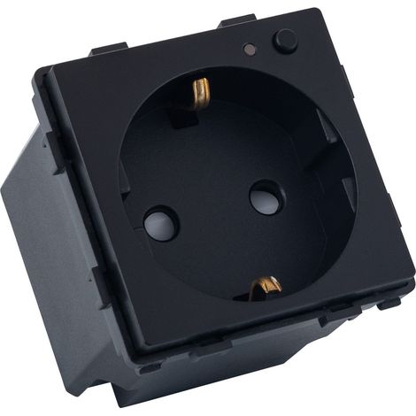 IluminaShop - Enchufe Tipo F Schuko 16A IP20 WiFi Negro Compatible con Alexa y Google Home Serie Modern (1/4)