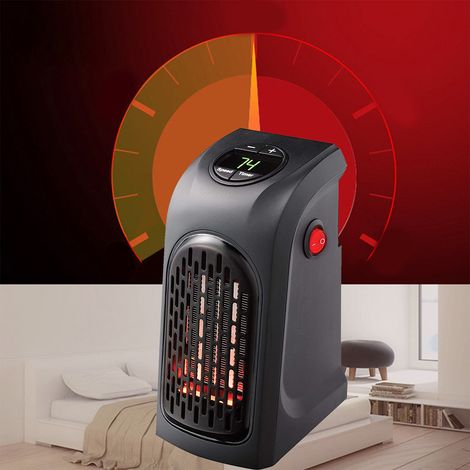 Mini chauffage électrique soufflant avec poignée, idéal pour l'hiver à la maison ou au bureau, et offrant une protection contre la surchauffe. (1/5)