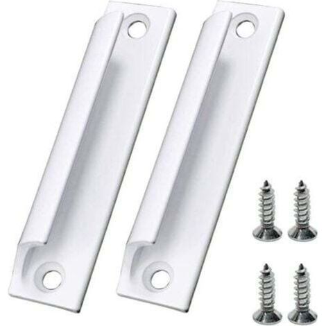 2 Pieces White Sliding Door Handle Furniture Aluminum Alloy Window Handle with Screws (1/4)