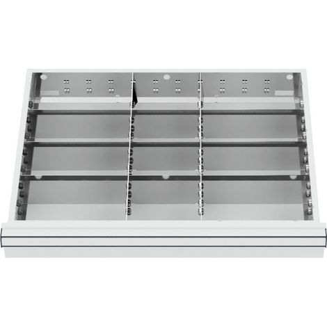Compartimentage de tiroir STIER, séparations en métal, BLH 75 mm, dimensions intérieures 600x450 mm, 12 casiers, 6 x TW 225
