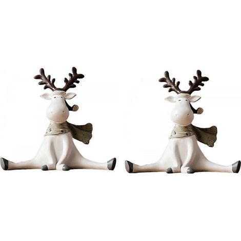 Décorations artistiques pour la maison : figurines de cerfs blancs créatives, décorations de Nouvel An pour le bureau ou le salon (1/4)