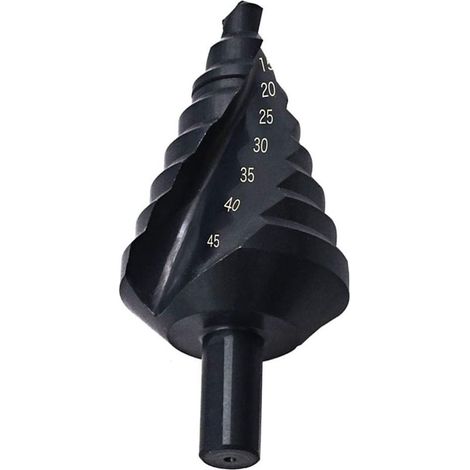 Foret à métaux 10-45mm – Acier HSS revêtu titane – Perçage précis sur acier – Compatible avec toutes perceuses (1/4)