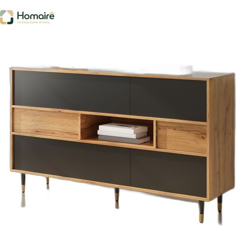 Flur- Garderobenschrank schwarz aus MDF 140 x 40 x 84.5 cm HOMAIRE (1/5)