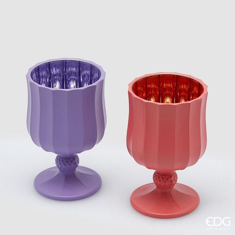 EDG Enzo De Gasperi Portacandela Satin Calice H 11,6 Cm D 7 Cm Ass. Vetro Red Violet 1 Pz (1/4)