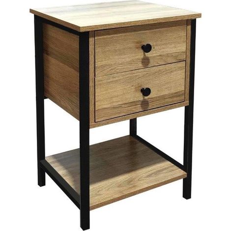 COMODINO INDUSTRIAL CON CASSETTO 40X35X65H QUERCIA (1/3)
