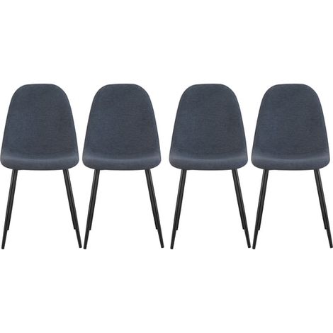 Lot de 4 chaises 45x54x87 cm en tissu bleu foncé - YUNO (1/4)