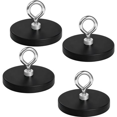 magneti al neodimio con rivestimento in gomma, Ø 43 mm, potenti magneti antiscivolo gommati con perno filettato maschio M4, forza di tenuta 10 kg, ganci magnetici per attrezzature automobilistiche (1/5)