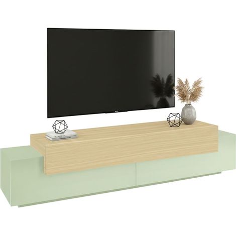 TV-Schrank Cassino, 3 Ablagen, 4 Fächer Made in Italy, Klapptür, 200x45x51,5h cm Grün