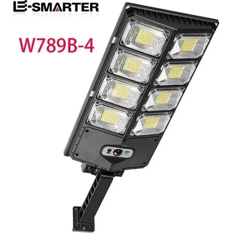 (W789B-4) Lampe solaire LED extérieure étanche 8000 lm, applique murale ultra-lumineuse avec détecteur de mouvement et télécommande pour éclairage de jardin et d'éclairage public. (1/5)